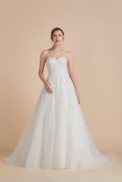 Glamourös glitzernde Prinzessin Brautkleid trägerlos Ivory